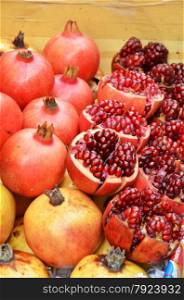 Ruby-red pomegranate already for sale in Thailand. Ruby-red pomegranate