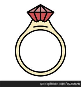 Ruby ring icon. Outline NAME vector icon color flat isolated. Ruby ring icon color outline vector