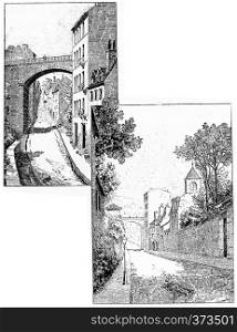 Rue du Moulin-des-Pres, vintage engraved illustration. Paris - Auguste VITU ? 1890.