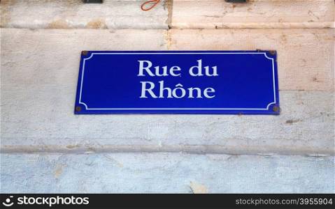 Rue du Rhone street sign in Geneva, Switzerland