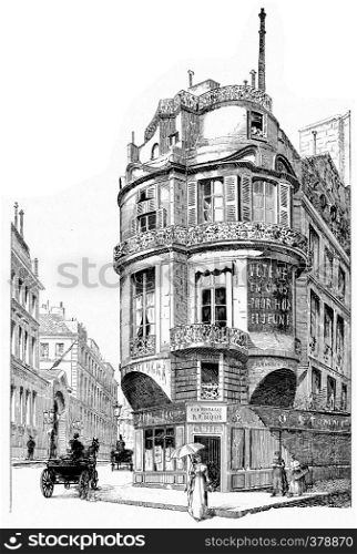 Rue La Vrilliere, vintage engraved illustration. Paris - Auguste VITU ? 1890.