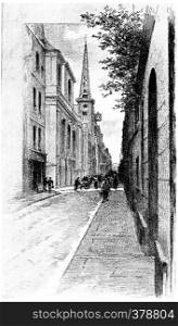 Rue Saint-Louis-en-Ile, vintage engraved illustration. Paris - Auguste VITU ? 1890.