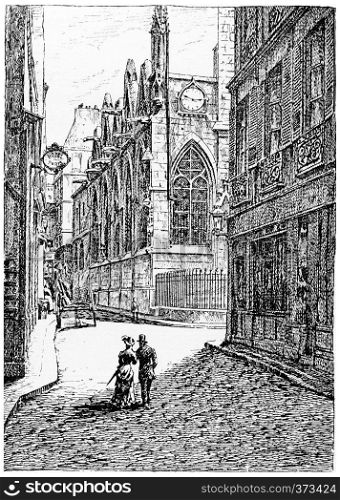 Rue Saint-Severin, vintage engraved illustration. Paris - Auguste VITU ? 1890.