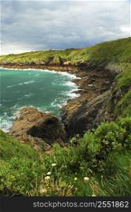 Rugged beauty of rocky Atlantic ocean coast in Brittany, France
