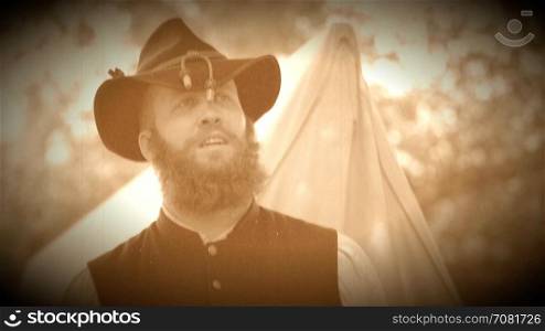 Rugged Civil War soldier man (Archive Footage Version)