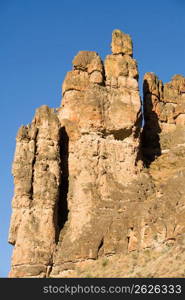 Rugged cliffs of rock formations in remote area