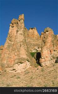 Rugged cliffs of rock formations in remote area
