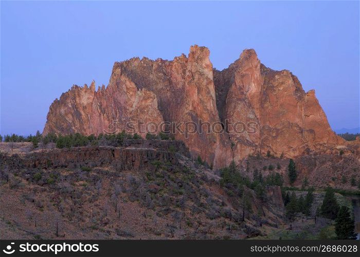 Rugged cliffs of rock formations in remote, barren area