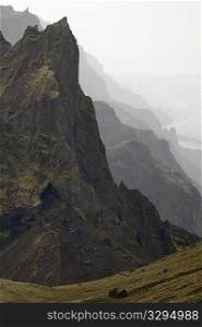 Rugged mountainous terrain of South Iceland