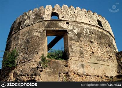 Ruin of a tower building of an old historical fort, Stone Town, Zanzibar