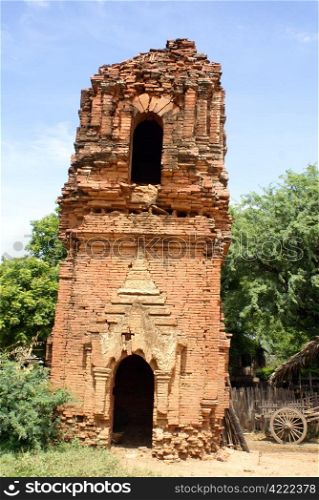 Ruin of old brick temple in Bagan, Myanmar