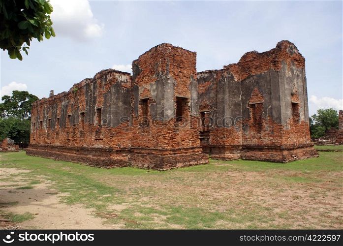 Ruin of temple in war Phra Si Sanphet in Ayuthaya, Thailand