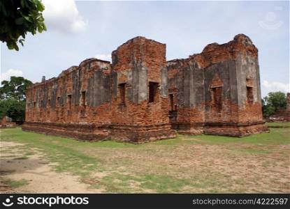Ruin of temple in war Phra Si Sanphet in Ayuthaya, Thailand