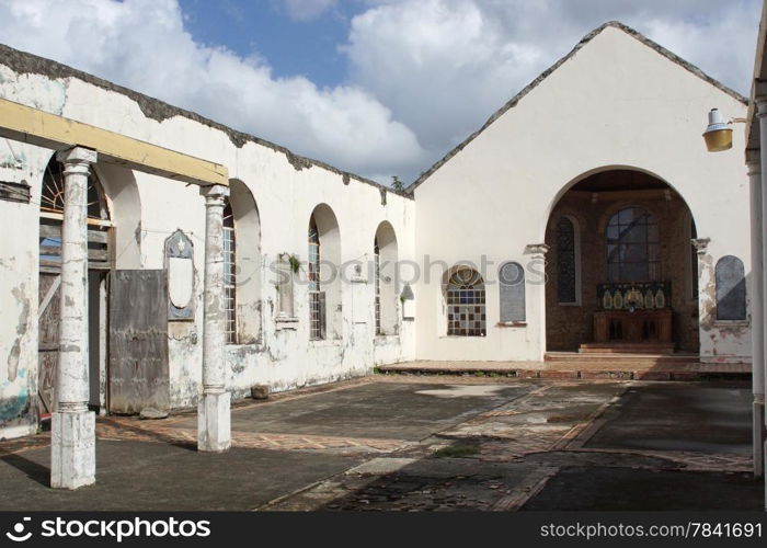 Ruin of the Anglican Church of Saint Georges. The church was destroyed during the hurican Ivan. Grenada, Caribbean.