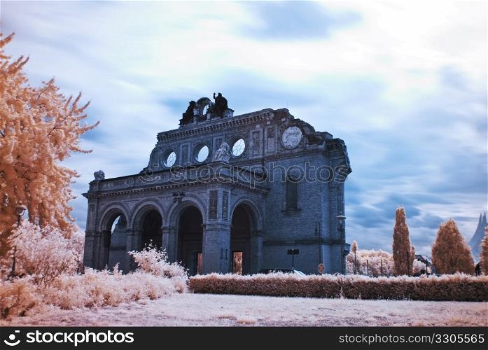 ruin of the Anhalter Bahnhof, photo taken with an infrared filter