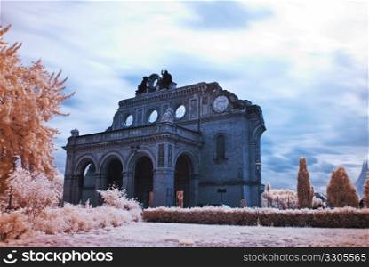 ruin of the Anhalter Bahnhof, photo taken with an infrared filter
