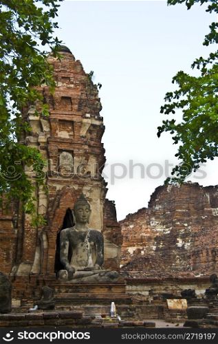 ruin of the temple Wat Mahathat in Ayutthaya