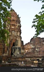 ruin of the temple Wat Mahathat in Ayutthaya