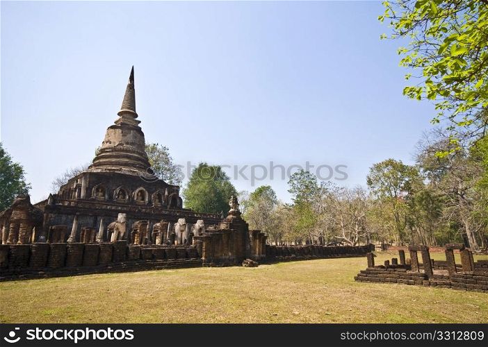 ruin of Wat Chang Lom in Si Satchanalai
