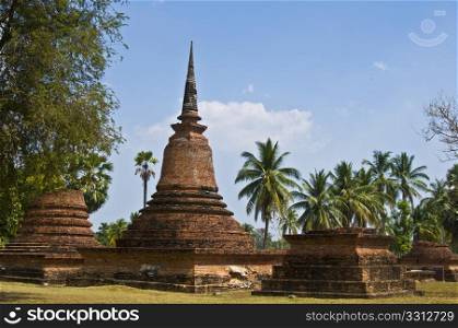 ruin of Wat Sa Si in Sukhothai
