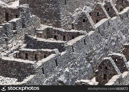 ruin walls and houses to Machu Picchu