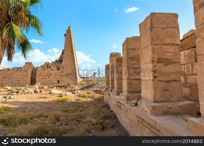 Ruined hall in complex of Karnak temple, Egypt. Ruined hall in Karnak