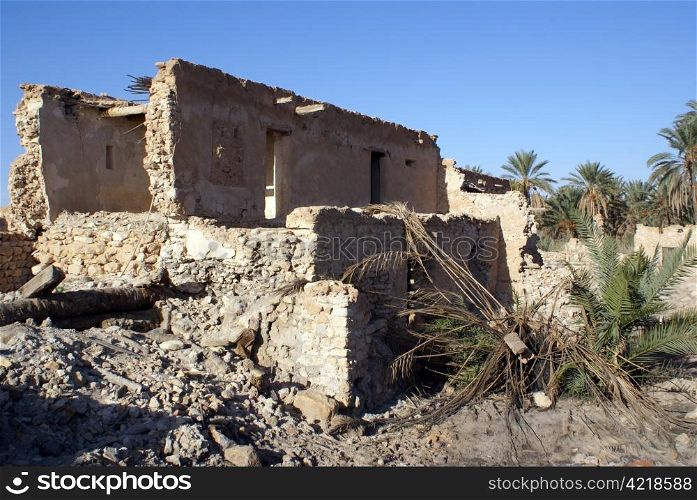 Ruined house in old medina Kebili, Tunisia