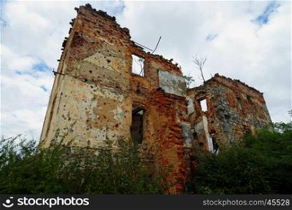 Ruined house in Open air museum of the Croatian War of Independence (1991-1995) in Karlovac, Croatia