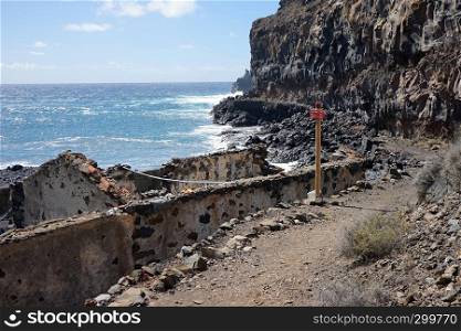 Ruined house on the coast of La Gomera island, Spain