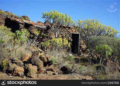 Ruined house on the La Gomera island, Spain
