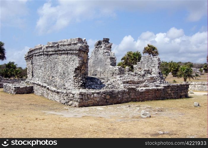 Ruined walls of palace in Tulum, Mexico