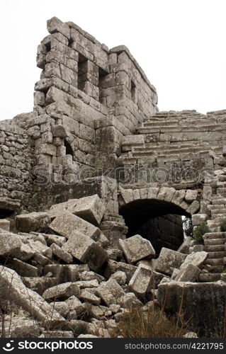 Ruins and arc in theater, Termessos