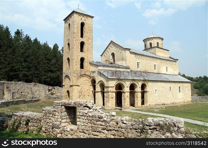 Ruins and church ion monastery Sopochanin, Novi Pazar, Serbia