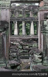 Ruins and columns, Angkor, Cambodia