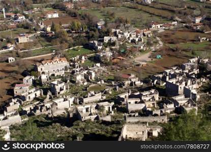 Ruins and village Kayakoy near Fethie, Turkey