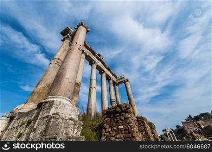 Ruins in ancient Roma on summer day