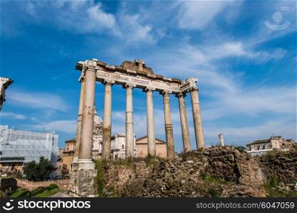 Ruins in ancient Roma on summer day
