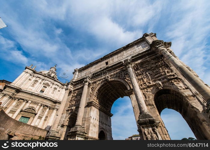 Ruins in ancient Roma on summer day