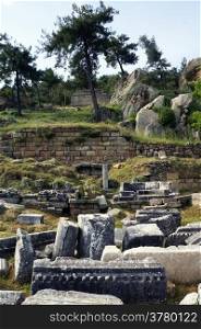 Ruins in ancient town Labranda in Turkey