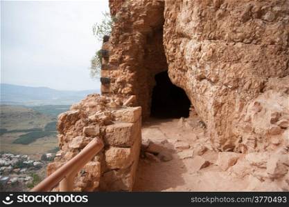 Ruins in Arbel mountain, galilee, Israel tourism