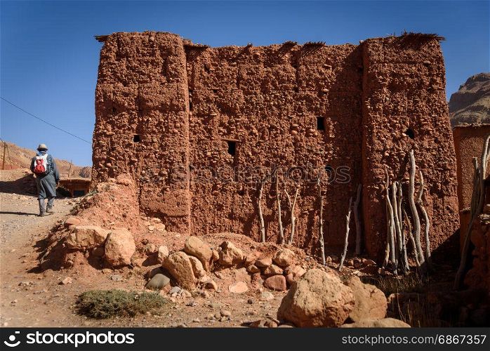 Ruins in the Atlas Mountains of Morocco. Ruins, Morocco, Africa. Atlas Mountains are famous for many ruins and historic kasbah.