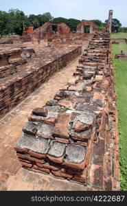 Ruins in wat Mahathat in Ayuthaya, Thailand