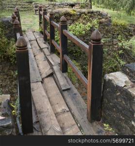 Ruins of a footbridge at Zurig Dzong, Paro Valley, Paro District, Bhutan