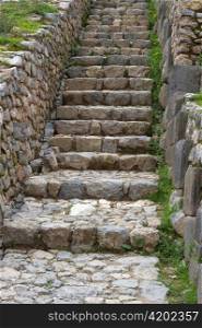 Ruins of a staircase at Sacsayhuaman, Cuzco, Peru