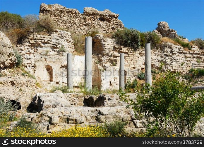 Ruins of an ancient temple near the city of Ashqelon, Israel