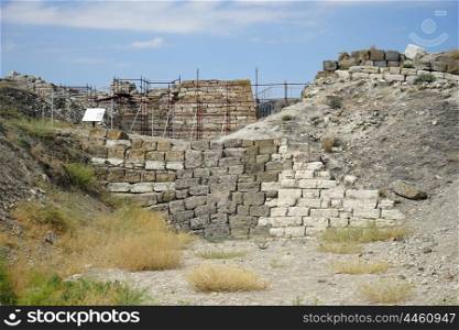 Ruins of ancient building in Gordium, Turkey