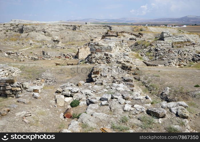 Ruins of ancient buildings in Gordium, Turkey