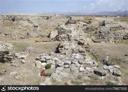 Ruins of ancient buildings in Gordium, Turkey