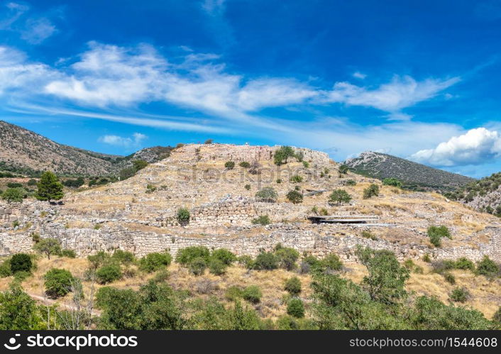 Ruins of ancient city Mycenae, Greece in a summer day