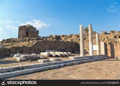 Ruins of ancient city Pergamon, Bergama, Turkey in a beautiful summer day